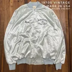 70年代USA製 vintage AUBURNナイロンスタジャン　シルバー2XL