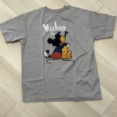 ミッキー プルート 刺繍 Tシャツ グレー