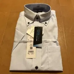 新品【TAKA-Q:MEN】ボタンダウン半袖シャツ Sサイズ　サックス