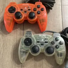 ps1ps2 ホリ製　振動パッド　アナログコントローラ　クリア　クリアオレンジ