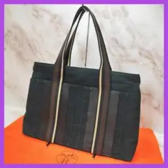 エルメス トロカホリゾンタル MM ブラック ショルダー トート ハンドバッグ