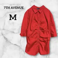 7TH AVENUE【M】セブンスアベニュー レッド 赤 シャツ 七分袖