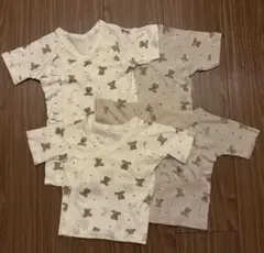 新生児　 短肌着　長肌着　50-60cm 4枚セット 出産準備　 くま　クマ