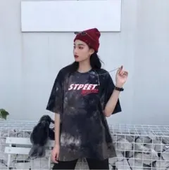 タイダイオーバーサイズTシャツブラック韓国オルチャン在庫限り!