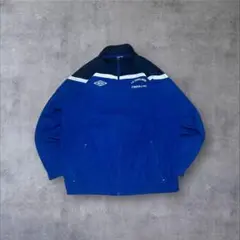 【希少】00s アンブロ ブルゾン L 青 マルチカラー Y2K スポーツMIX