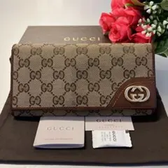 極美品‼️ グッチ GUCCI 財布 長財布 GG金具 GGキャンバス