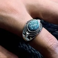 ナバホ ターコイズリング ビンテージ風 シルバー925 インディアンジュエリー