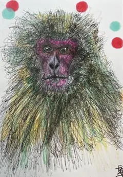絵画『猿』 イラスト ドローイング 原画