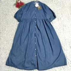 新品タグ付き イソライネ isoLaine デニム シャツワンピース インディゴ