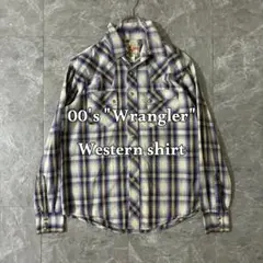 00s Wrangler ウエスタンシャツ チェック柄 M スナップボタン
