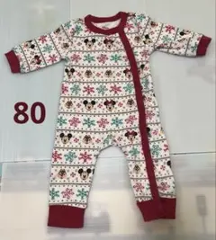ディズニー　ミッキー　ミニー　クリスマス仕様　ロンパース　80センチ