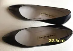 ブラックレザー ポインテッドトゥパンプス WASHINGTON