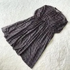トゥーフェイシーズ【F】ネイビー 総柄 シャツ ロングワンピース ノーカラー