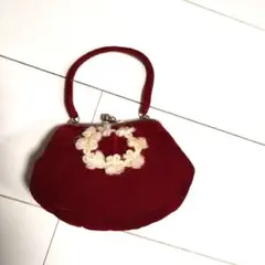昭和レトロ　ミニバック　がま口　レッド