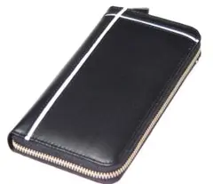 ■新品　送料込み■馬革　牛革　ホワイトクロスライン　ラウンドロングウォレット　白