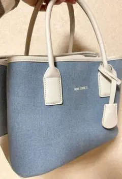 【最終価格】MONO COMME CA ブルー ホワイト ハンドバッグ