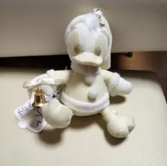 ホワイトドナルドダックぬいぐるみ ベル付き
