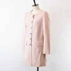 高級 AKRIS アクリス ノーカラー ロング コート ジャケット レディース