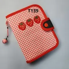 T139★ミニA7・6穴★3イチゴちゃん★シール帳カバー(バインダー付き)