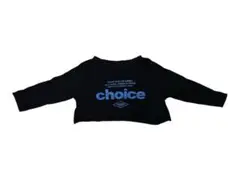 ブラック クロップド長袖Tシャツ ショート丈　薄手