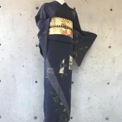 正絹 訪問着 蝶に梅菊葡萄銀杏 袷