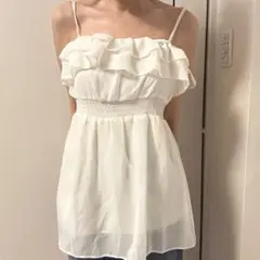 ANAP 爆盛り清楚♡シフォンフリルキャミソール オフホワイト