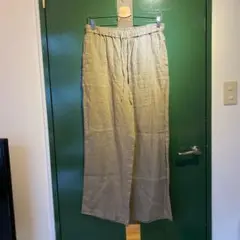 無印良品　リネンワイドパンツ　チャコールグレー　ベージュ　Lサイズ