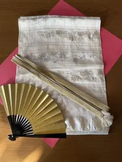 礼装用⭐️帯揚げu0026帯締めu0026扇子セット⭐️着物❤️三点❤️正絹⭐️留袖⭐️金.銀⭐️和装小物