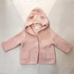 GAPベイビー くまさんお耳のフード付きパーカー ピンク 60サイズ