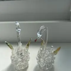 ガラス製 白鳥の装飾品 2個セット