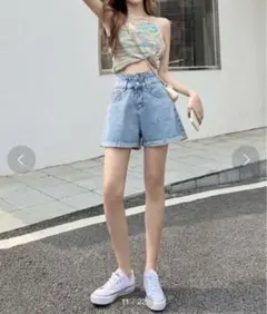 【美品】Jewelobe ロールアップデニムショートパンツ