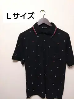 LAP WING ブラック　黒　ポロシャツ Lサイズ　ロゴ