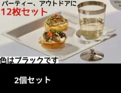 ドリンクホルダー付きプレート 12枚入り 皿 Duni 黒 2個セット