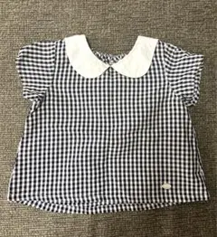 petit main プティマイン チェック 半袖 トップス