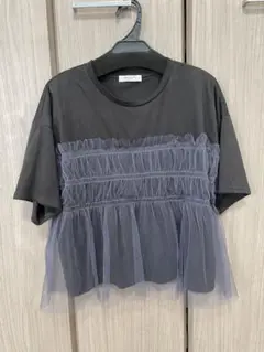 フリースクトア　チュール フリル ドッキング 半袖 Tシャツ25SS
