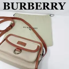 バーバリー キャンバス×レザー ショルダーバッグ