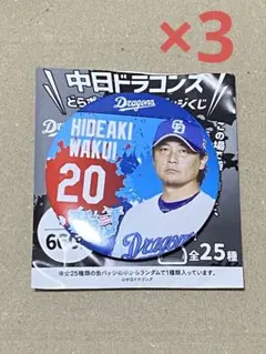 中日ドラゴンズ どらポジ応援！缶バッジくじ 缶バッジ 涌井秀章選手3個セット