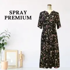 zB234【フリーサイズ】スプレイプレミアム 小花柄 スリットネック ロング丈