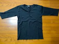 ブラック 七分袖 ヘンリーネックカットソー(19)