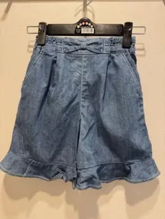 デニムブルー フリル裾ショートパンツ 100cm