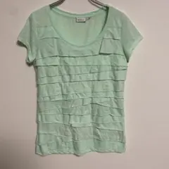 DKNY フリルデザイン ミントグリーン フリルTシャツ チュニック M