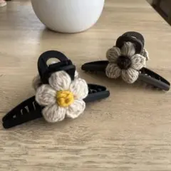 ハンドメイドヘアクリップ 2個セット くすみカラー