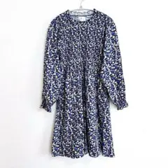 【 組曲 】　キッズ160センチ　ネイビー　ロング　ワンピース　花柄　リボン