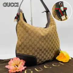 美品✨GUCCI GG シェリーライン ショルダー キャンバス 茶 リボン