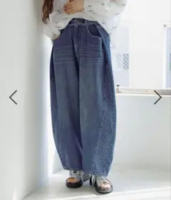 ニコアンド NKJ 2025SS BELT BARREL DENIM Mサイズ