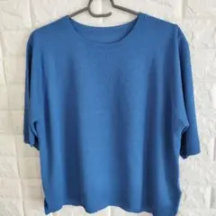 ✾新品✾KEYUCA 涼感5部袖ニットトップス ウォッシャブル　ブルー