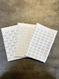 手書き図案　刺し子布　3枚セット　さらし　生地　刺し子ふきん　fuu