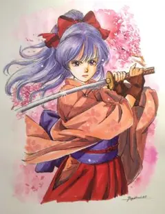 手描きイラストA4　コピック・水彩画『サクラ大戦』