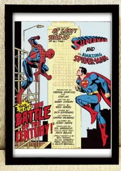 N691 スパイダーマン　アメリカンレトロ　ポスター　額付き