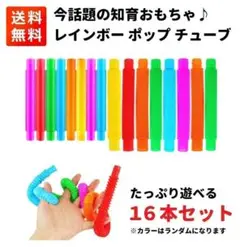 レインボー ポップ チューブ 16本セット パイプ感覚の知育おもちゃ H133